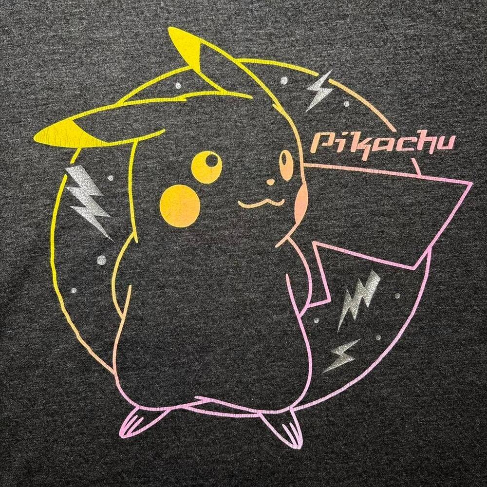 Pokemon Girls XL Graphic T-Shirt Heather Gray with Pikachu - Picture 4 of 7
